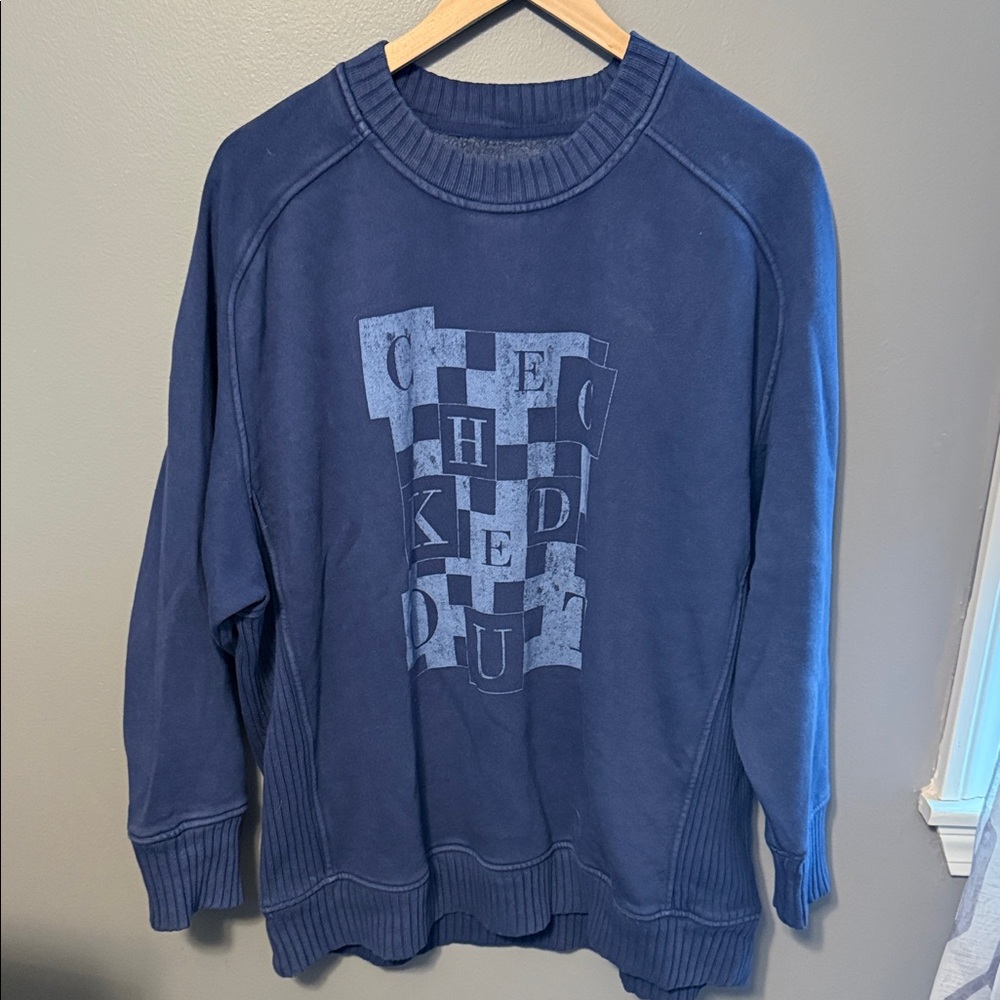 Aerie Navy Graphic Crewneck Sweater